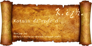 Kotsis Árpád névjegykártya