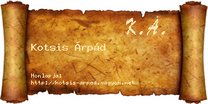 Kotsis Árpád névjegykártya